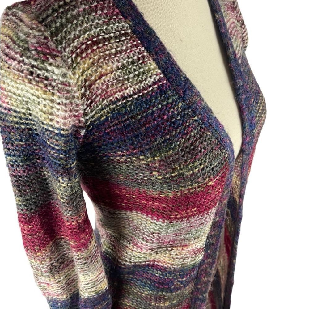 Ultra flirt long colorful striped open knit cardigan size S - Picture 4 of 6